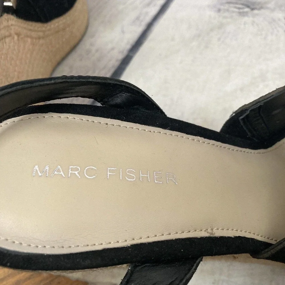 Marc Fisher Shoes Womens‎ Size 10 Black Hata Wedge Sandals Espadrille Studded